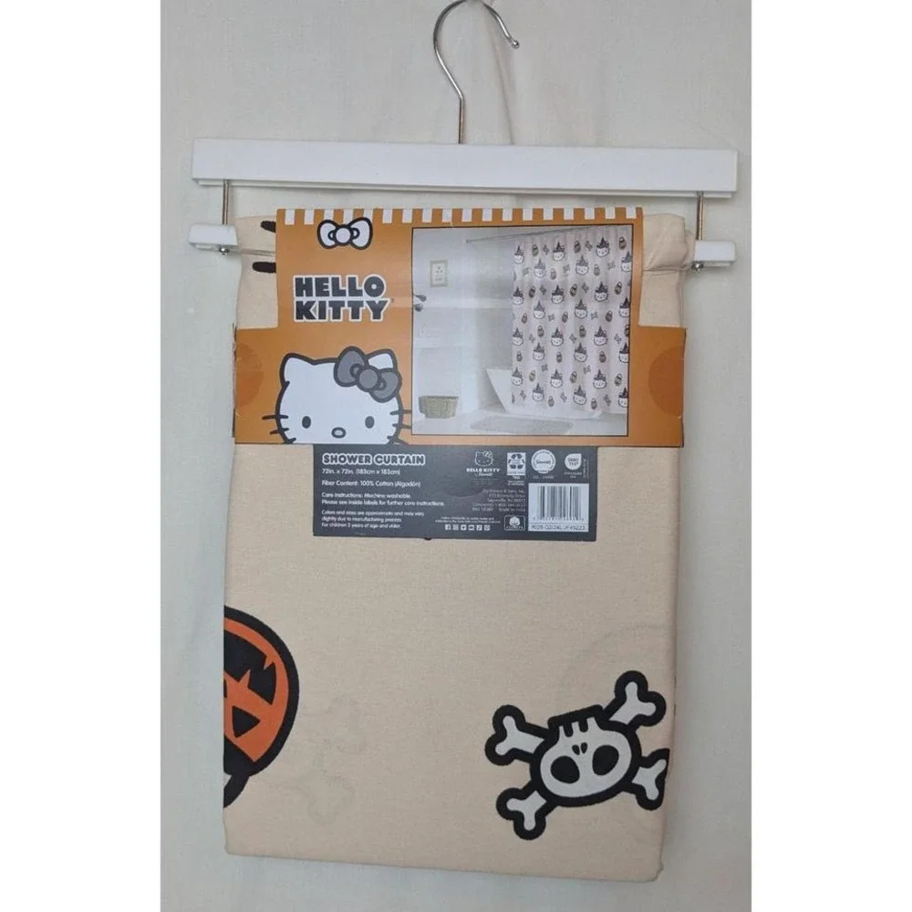 NWT Hello‎ Kitty Witch Pumpkin Skull Halloween Shower Curtain